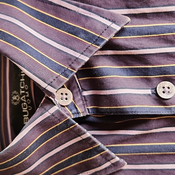 Bugatchi Uomo purple striped shirt, size medium - Picture 2 of 9